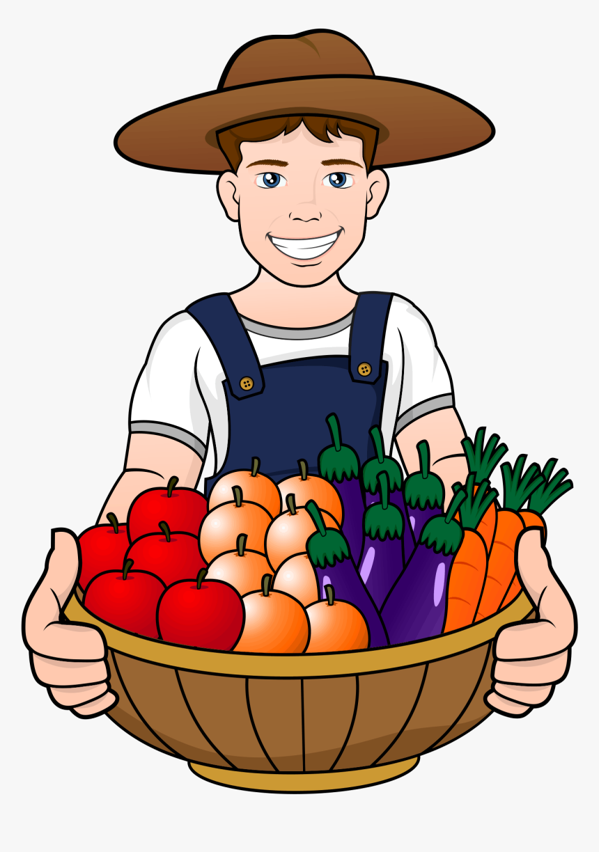 A Men Have Fruits And Vegetables In The Basket - Basket Fruits And Vegetables Clipart, HD Png Download
