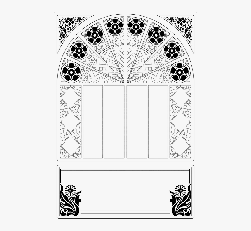 Frame, Ornament, Decorative, Stained Glass, Background - Window Line Art Transparent, HD Png Download