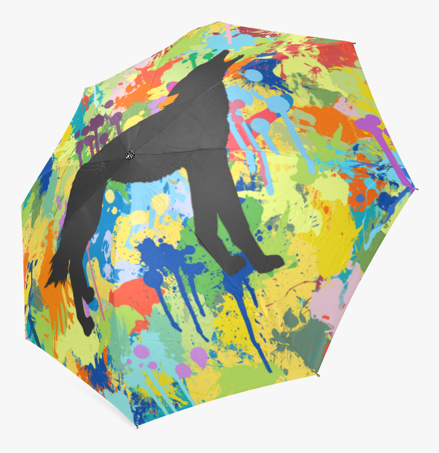 Wolf Colorful Splash Y Background Foldable Umbrella - Visual Arts, HD Png Download