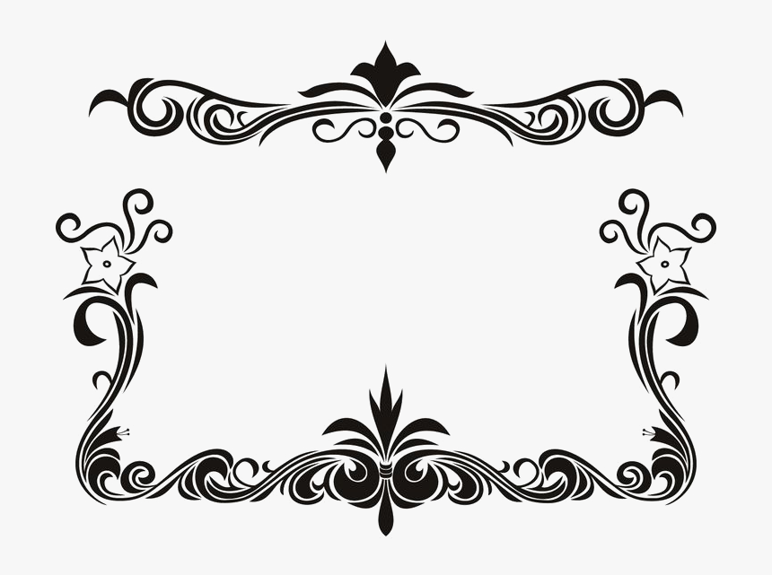 White Floral Border Png Download Image - Black And White Border Design, Transparent Png