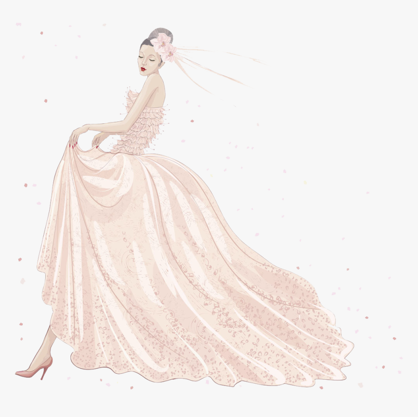 Cartoon Wedding Dress - Illustration, HD Png Download