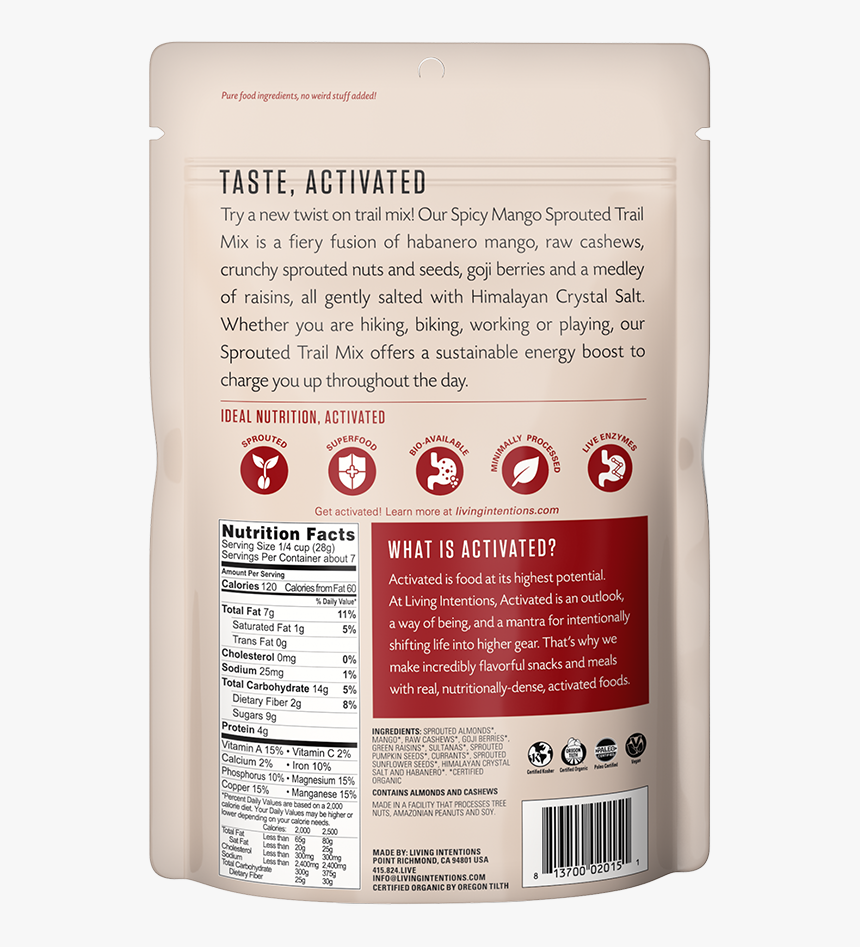 Activated Cereal Nutrition Living Intentions, HD Png Download