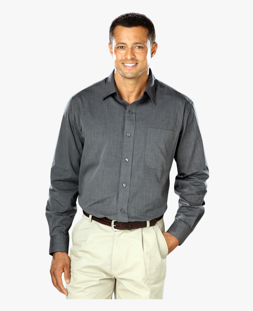 Men S Cross-weave L/s Shirtl - Logo Embroidered Button Down Shirt, HD Png Download