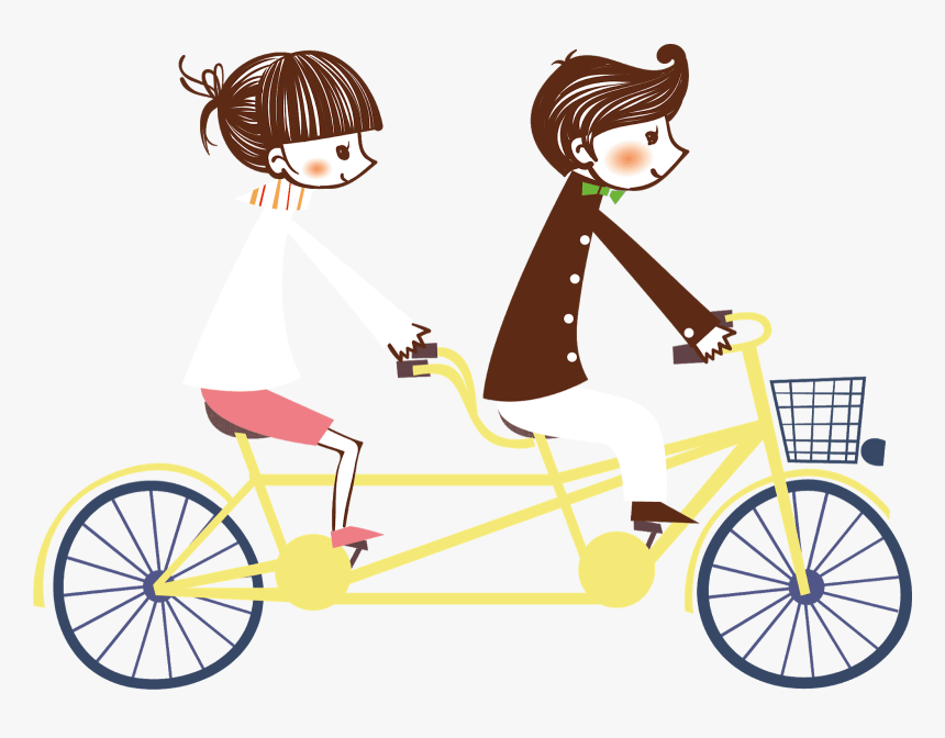 Couple On Bicycle Png, Transparent Png