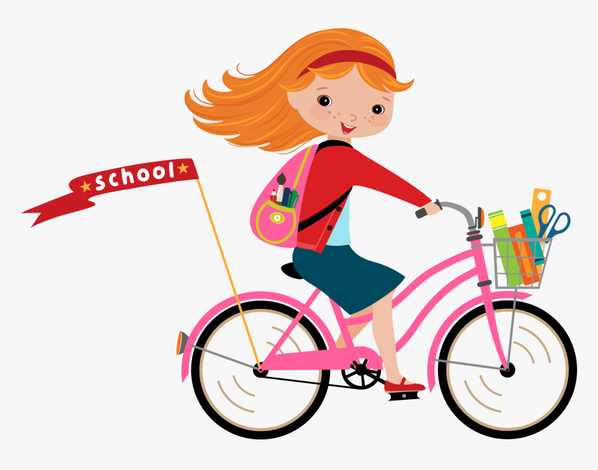 Bicycle Girl Cycling Illustration Girl Riding A Bike Clipart, HD Png