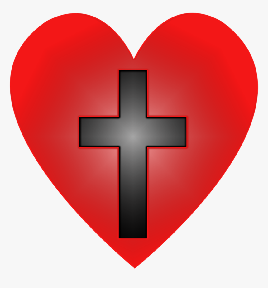 Transparent Jesus On The Cross Png - Red Heart And Black Cross, Png Download