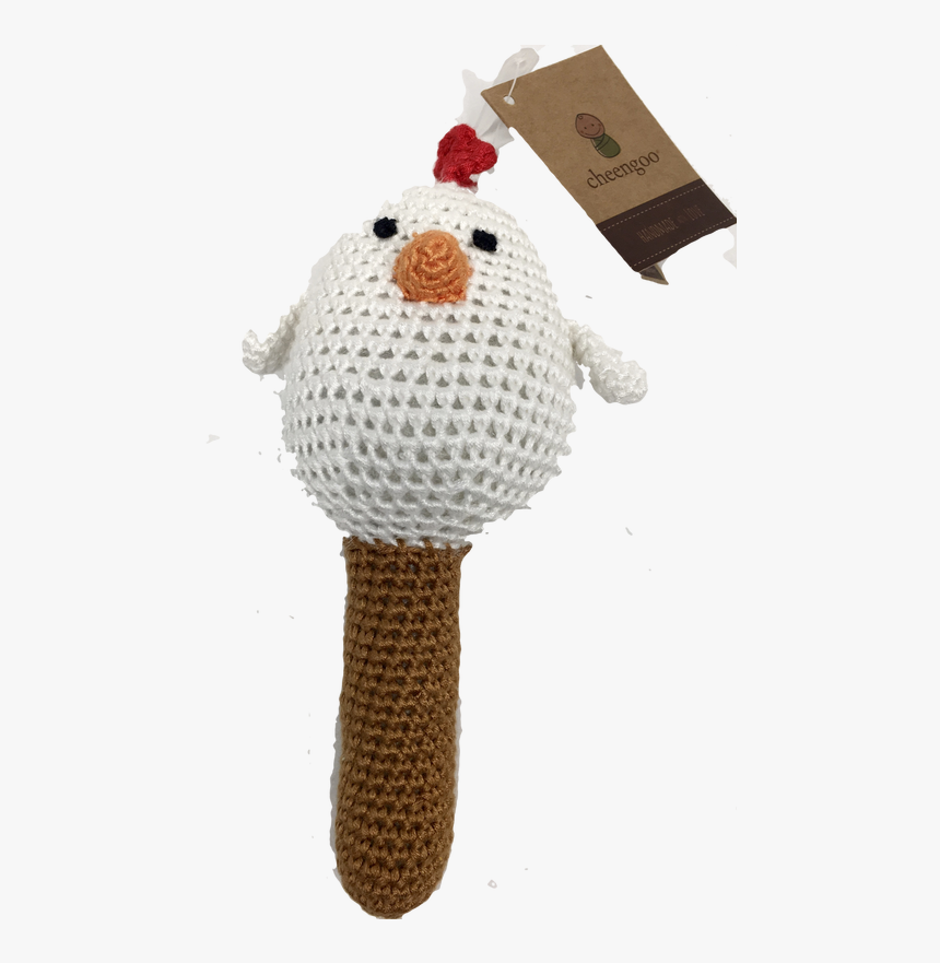 White Hen Stick Baby Rattle - Stuffed Toy, HD Png Download