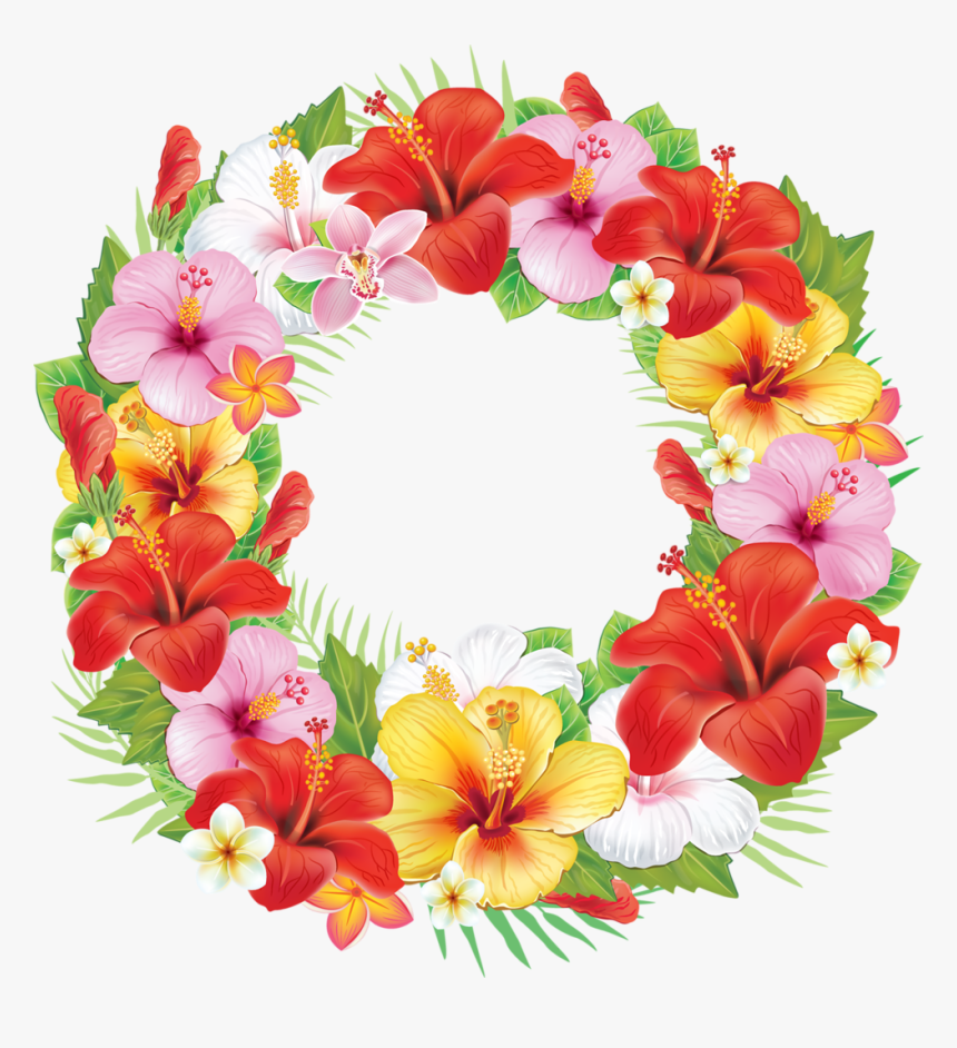 Transparent Floral Wreath Clipart - Tropical Flower Wreath Png, Png Download