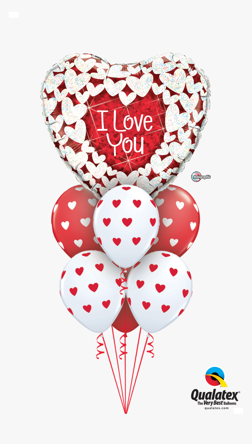 Glittering Hearts Love Balloon Bouquet - Glitter I Love U, HD Png Download