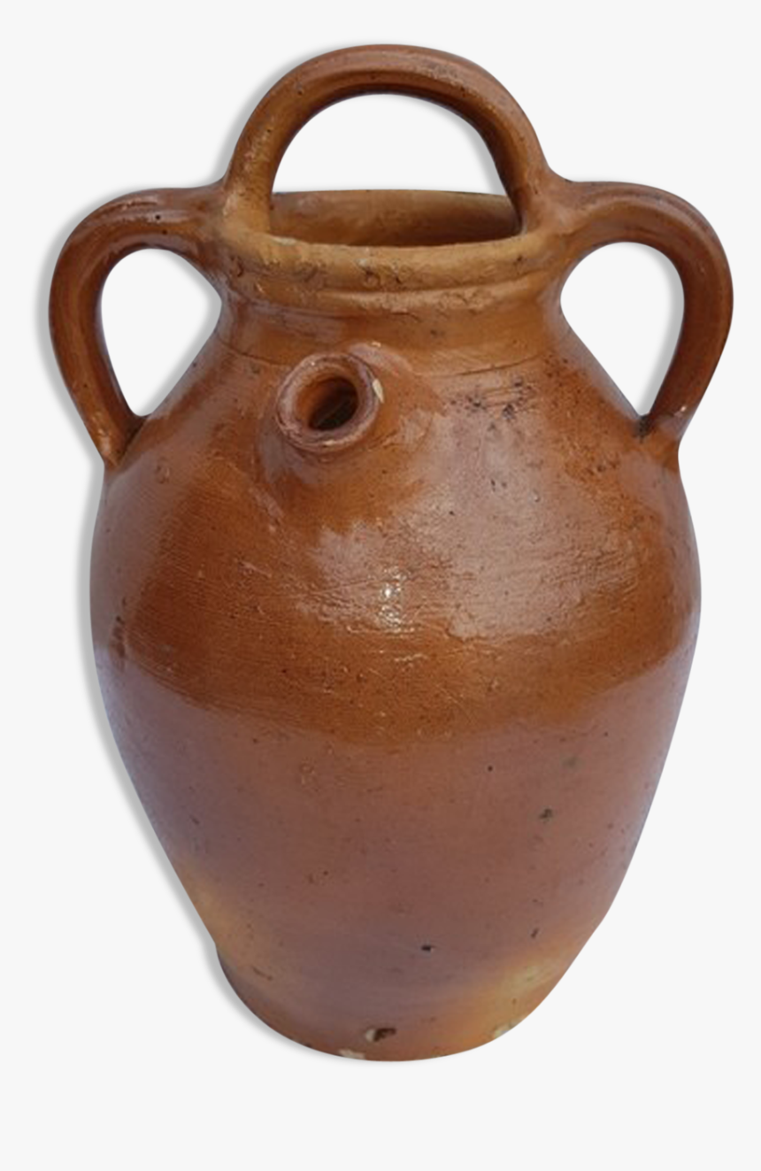Former Water Glazed Terracotta Pot With 3 Handles - Earthenware, HD Png Download