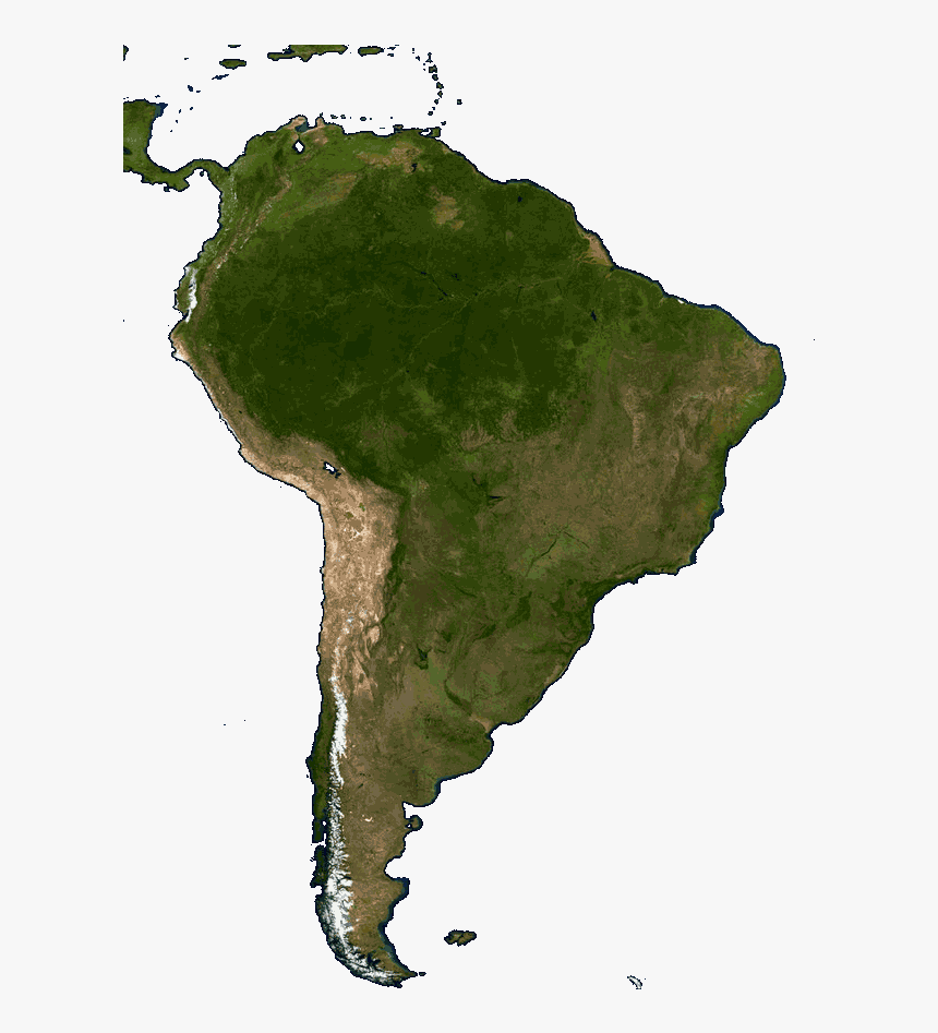 South America Satellite Map This Example Makes A Satellite Jpg Photo Of South America - Map, Hd Png  Download , Transparent Png Image - Pngitem