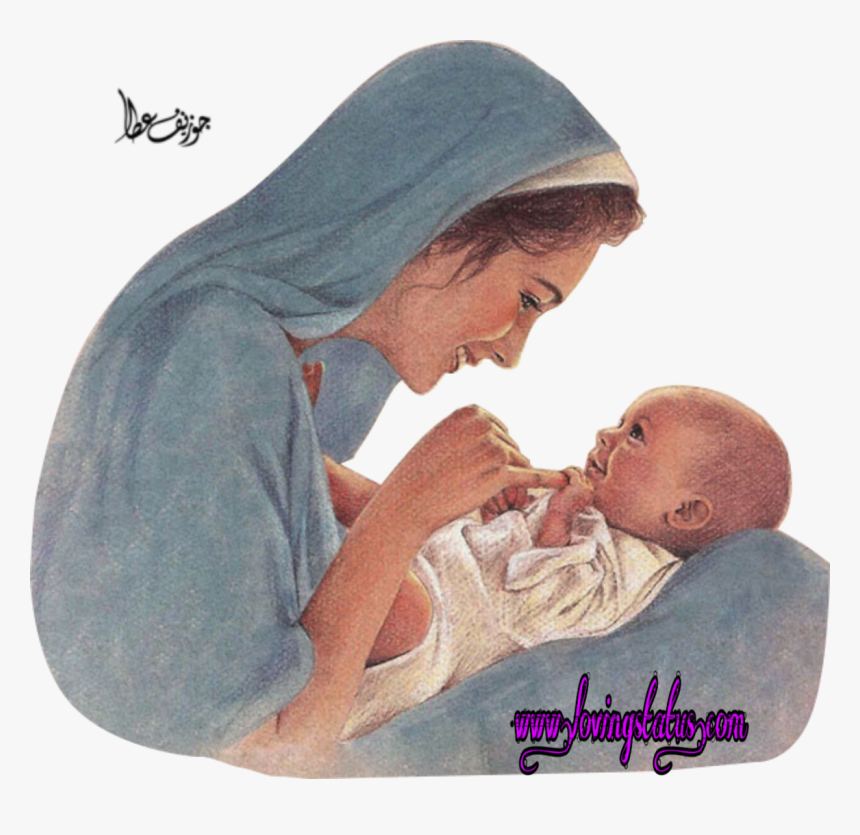 Maa Ka Pyar Status In Hindi - Draw Mother Mary Holding Baby Jesus, HD Png Download