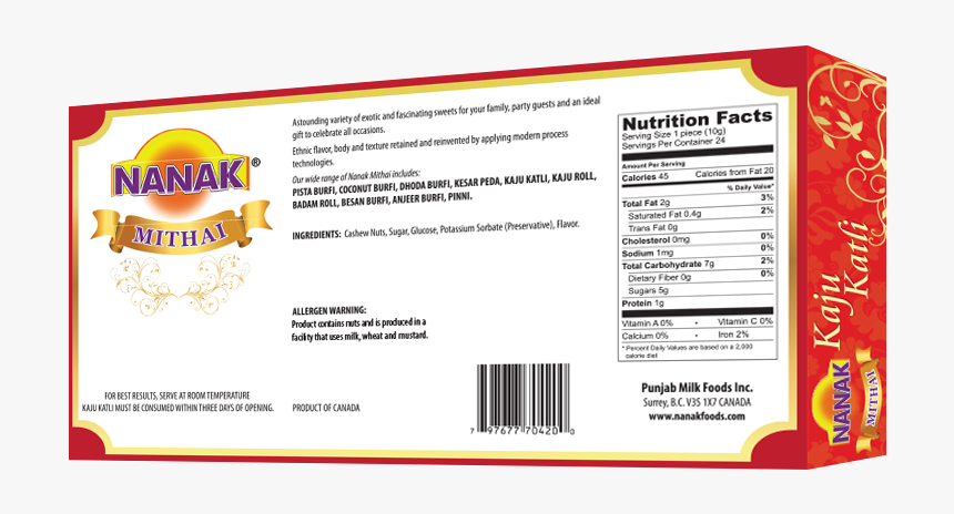 Kesar Katli Nutrition, HD Png Download