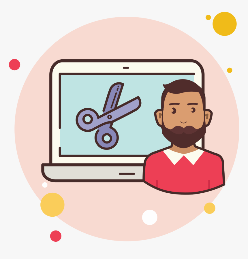 Man Laptop Scissors Icon - Laptop, HD Png Download