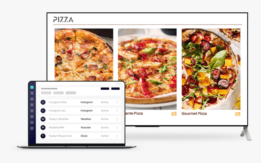 Voolsy Screen Digital Signage In Pizza Store - Flamiche, HD Png Download