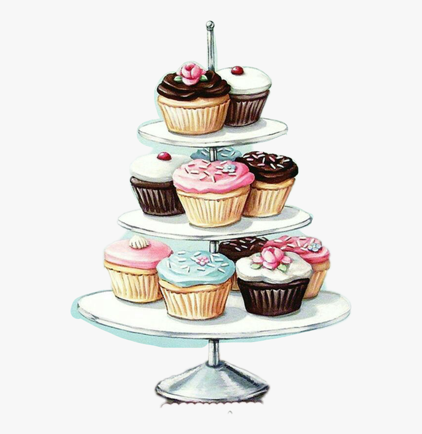 Dessert Vintage Cake Clipart - Cupcakes Vintage, HD Png Download