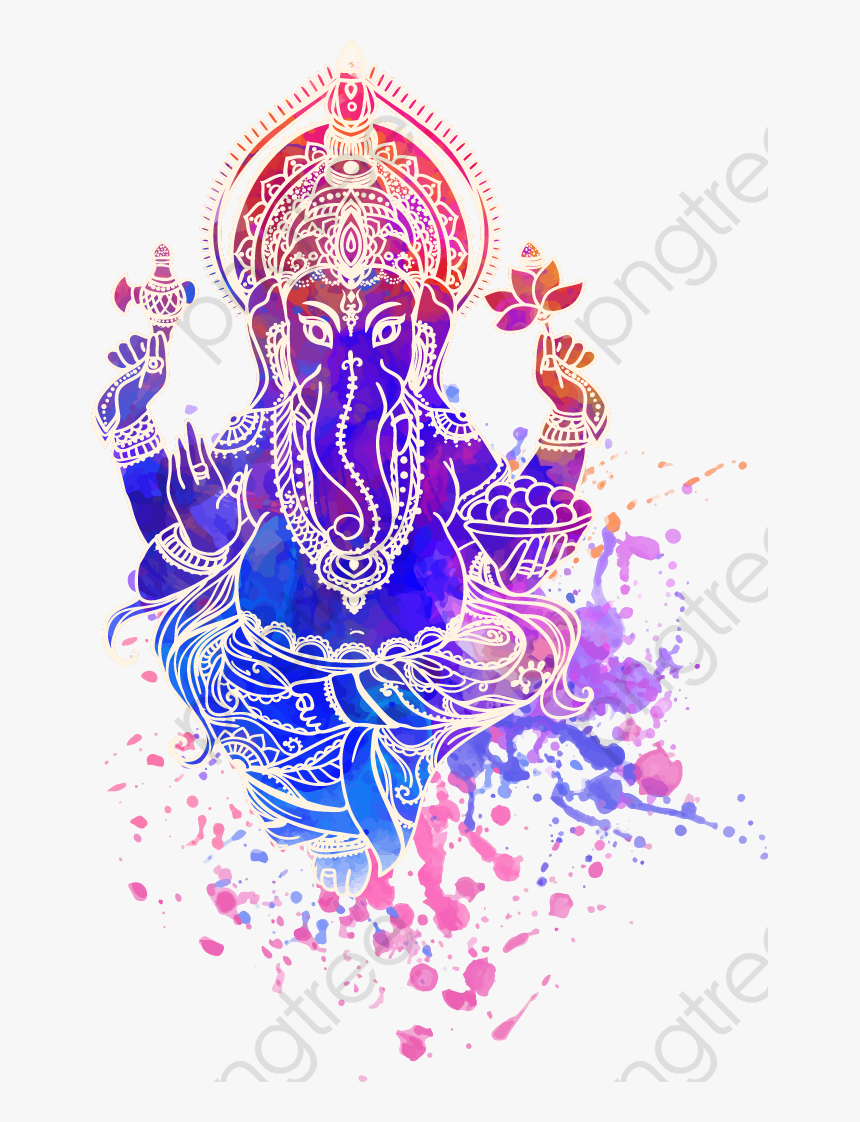 Ganesha Ink Elephant Head - Ganesha Transparent Png, Png Download