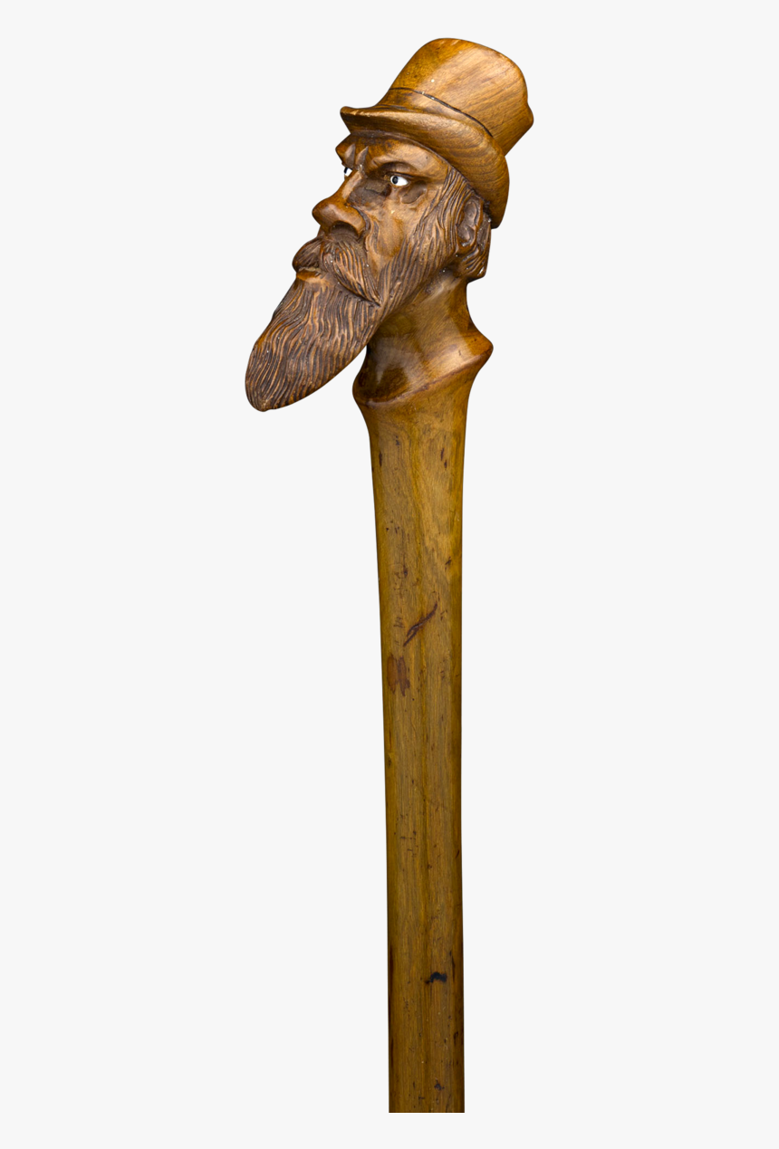 Bearded Man Folk Art Cane - Wood, HD Png Download