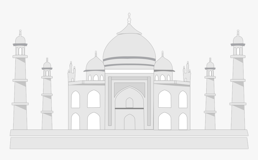 Taj Mahal Sketch Black And White, HD Png Download