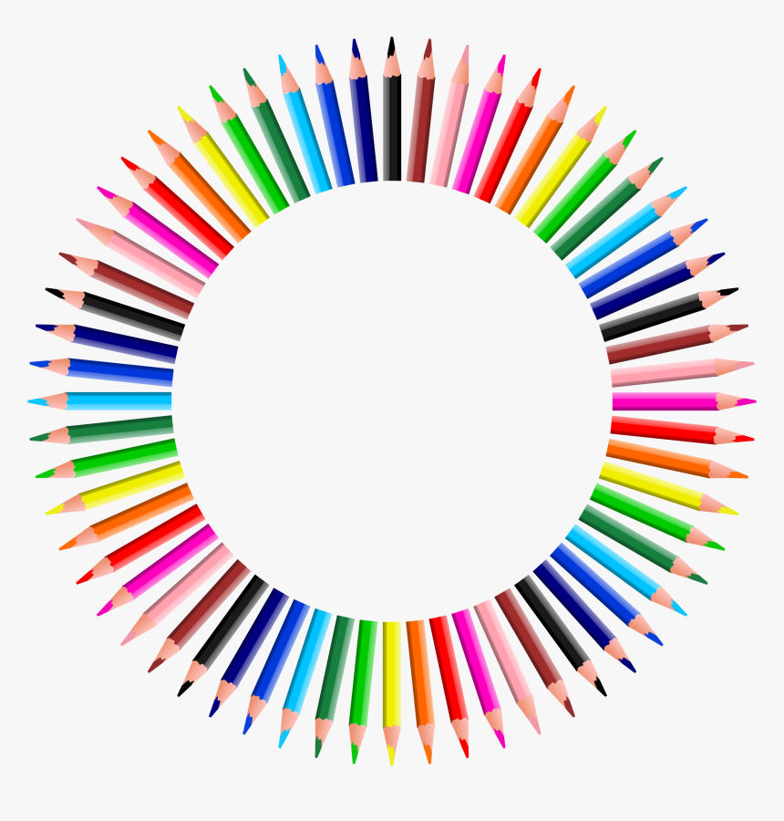 Colorful Pencils Frame 4 Clip Arts Circle Of Pencils Png, Transparent
