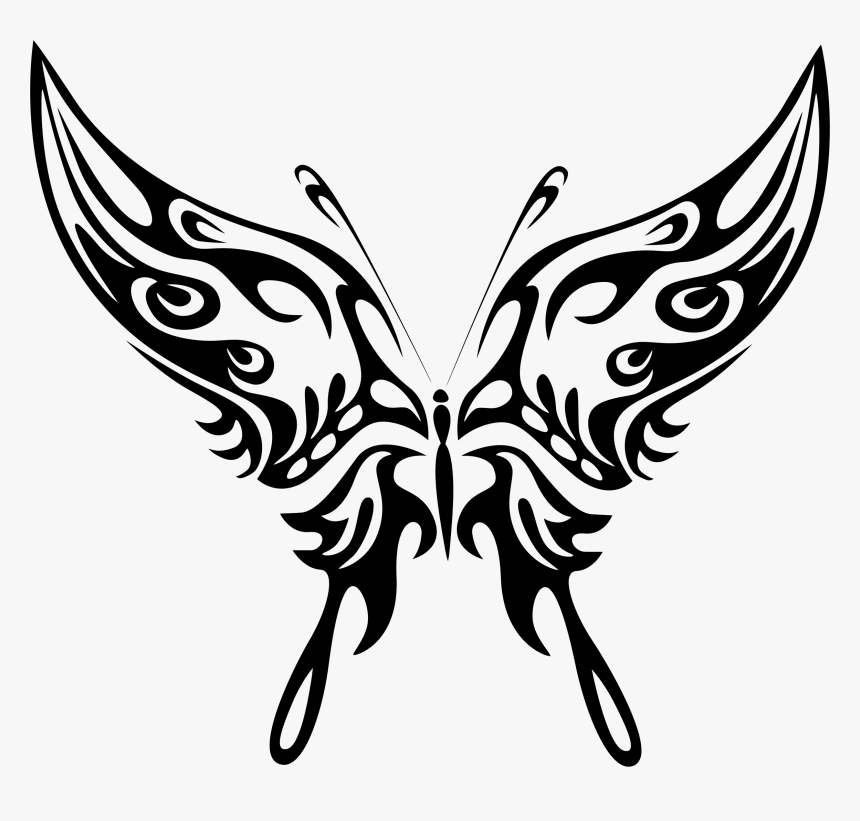 Butterfly Lineart - Tribal Butterfly Silhouette Png, Transparent Png