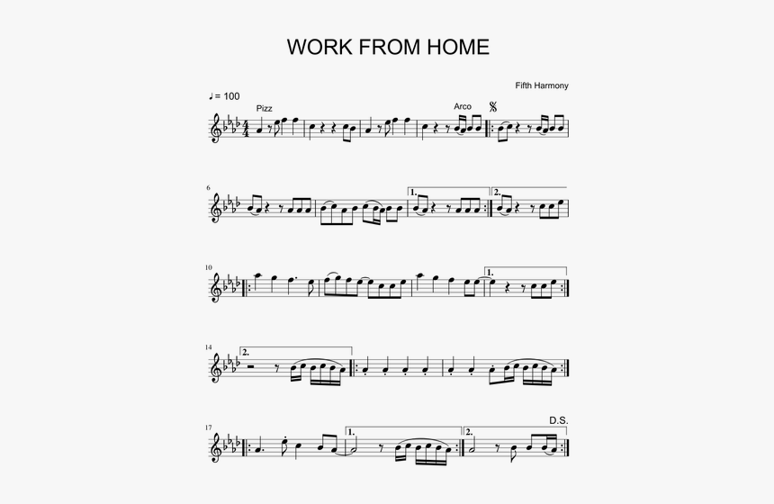 Work From Home Violin Sheet Music, HD Png Download
