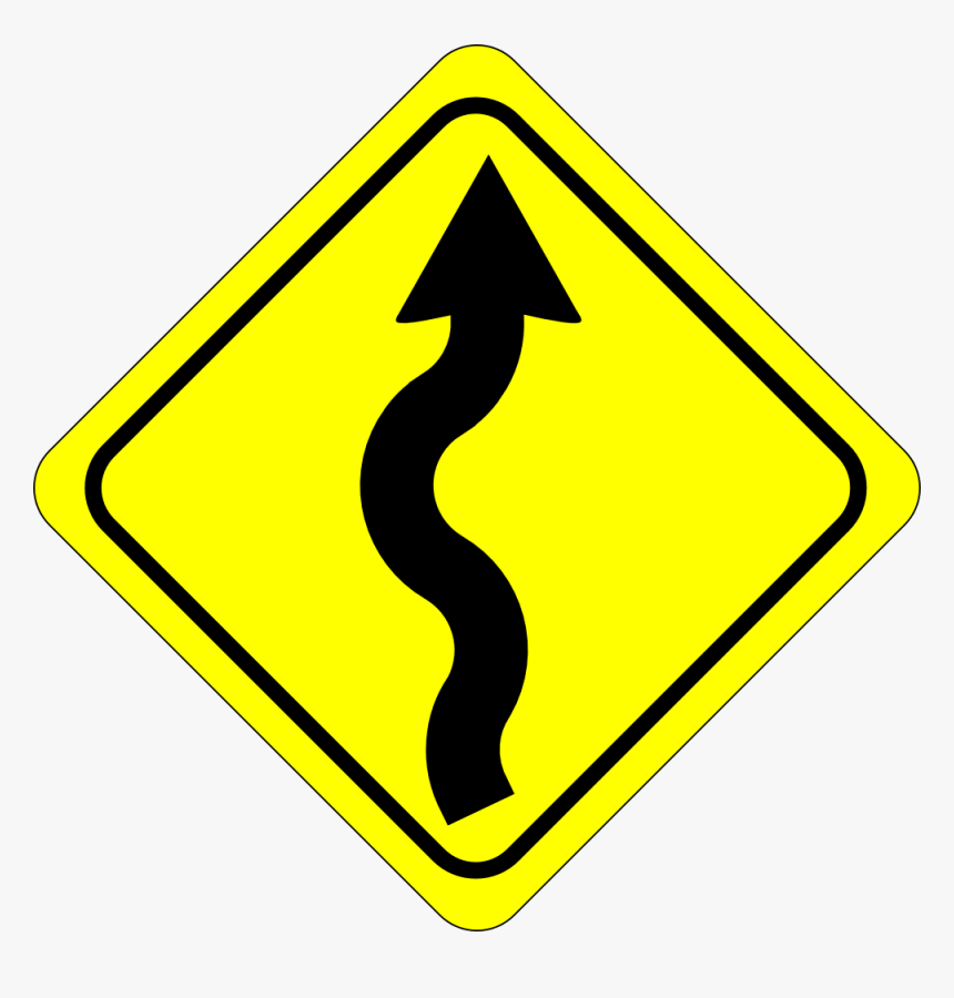 Signo De Carretera Con Curvas - Curvy Road Ahead Sign, HD Png Download