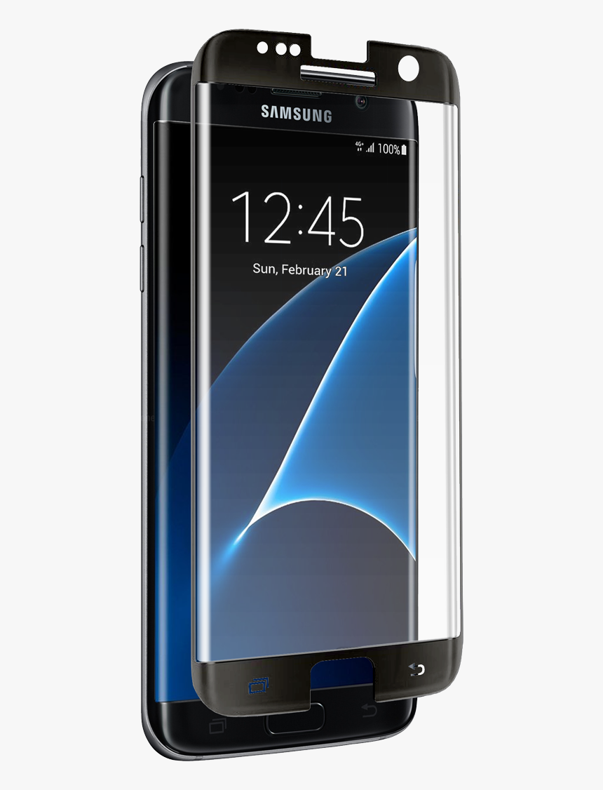 Samsung Galaxy S 7 Edge Curved Black Tempered Glass - Samsung S7 Edge Black Tempered Glass, HD Png Download