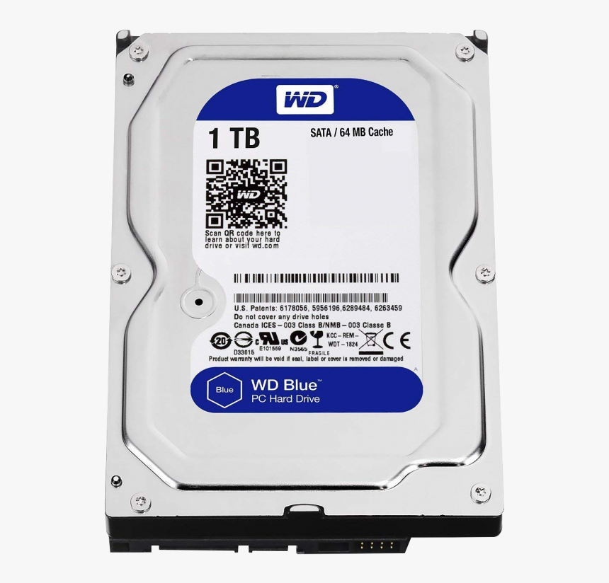 Wd Blue 1tb Sata 6 Gb/s 5400 Rpm 64mb Cache - 1tb Wd Hard Disk, HD Png Download