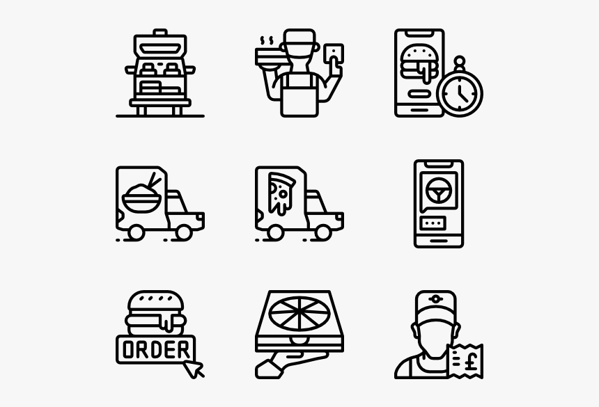 Food Delivery - Print Icons, HD Png Download