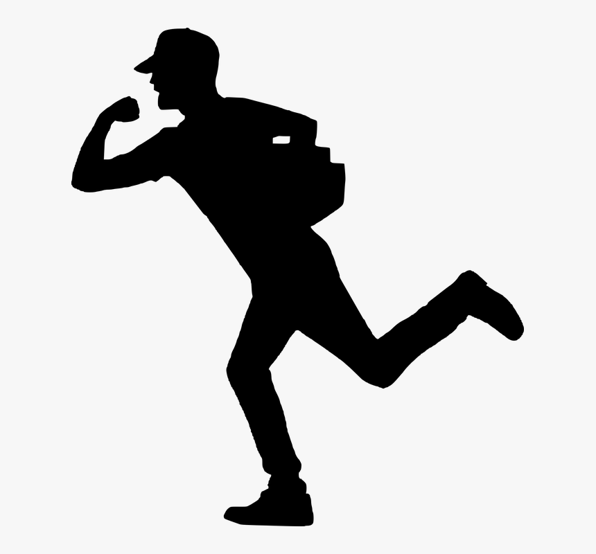 Silhouette, Delivery Man, Running Fast, Delivery, Fast - Delivery Man Silhouette Png, Transparent Png