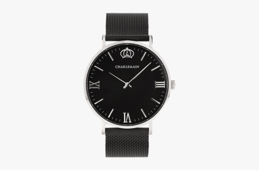 Women Charlemain Silver Black Mesh Black - Watch With Lion Logo, HD Png Download