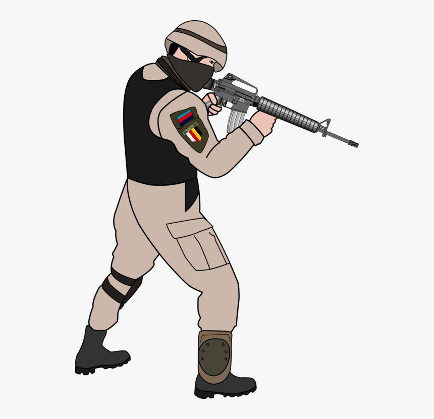 Soldier Pointing Gun Clipart, HD Png Download