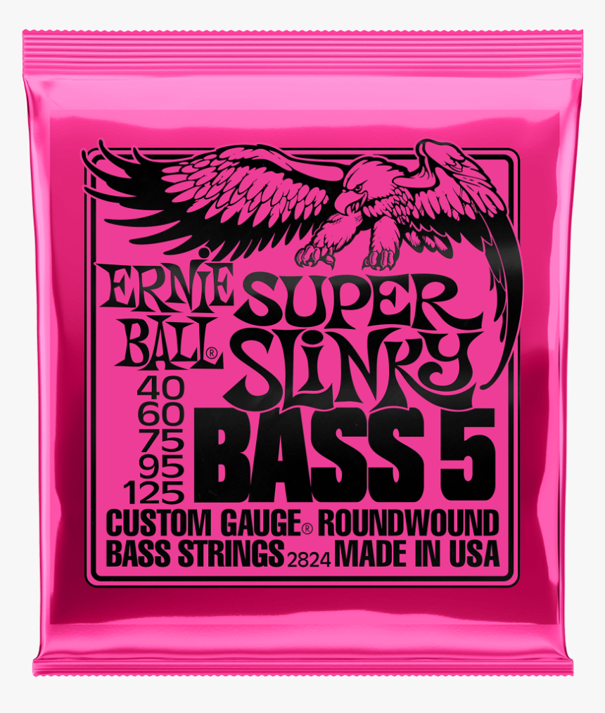 Super Slinky 5 String Nickel Wound Electric Bass Strings - Ernie Ball Strings, HD Png Download