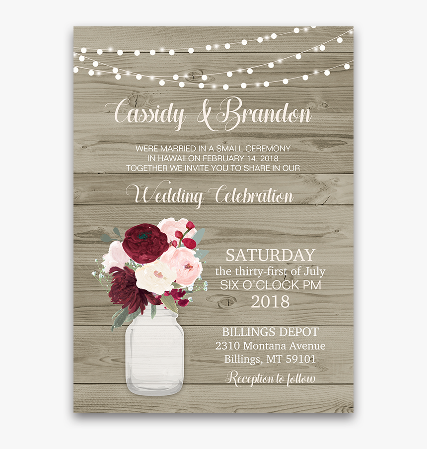 Mason Jar Burgundy Flowers, HD Png Download