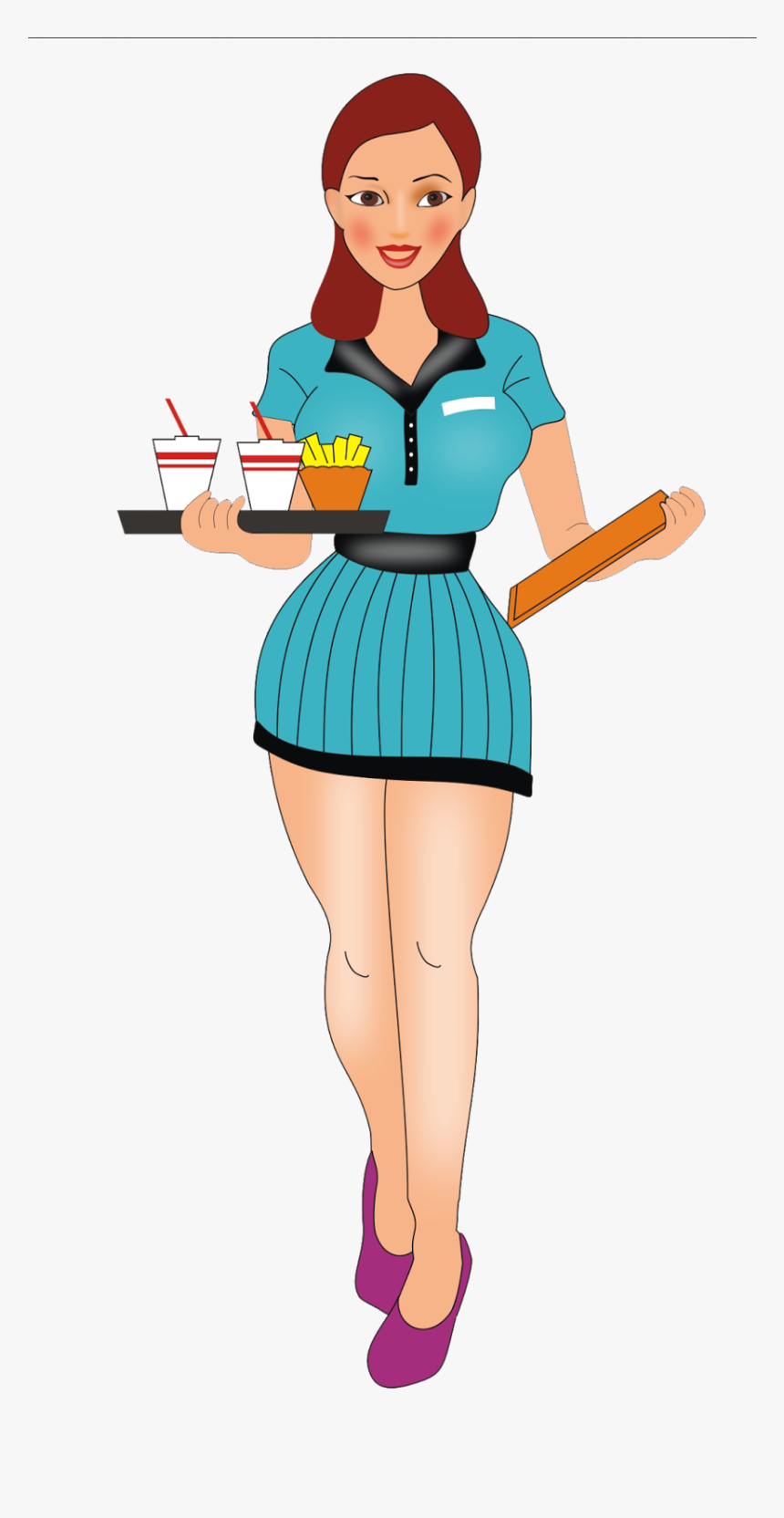 Retro Clipart Waitress - Cartoon Waitress, HD Png Download