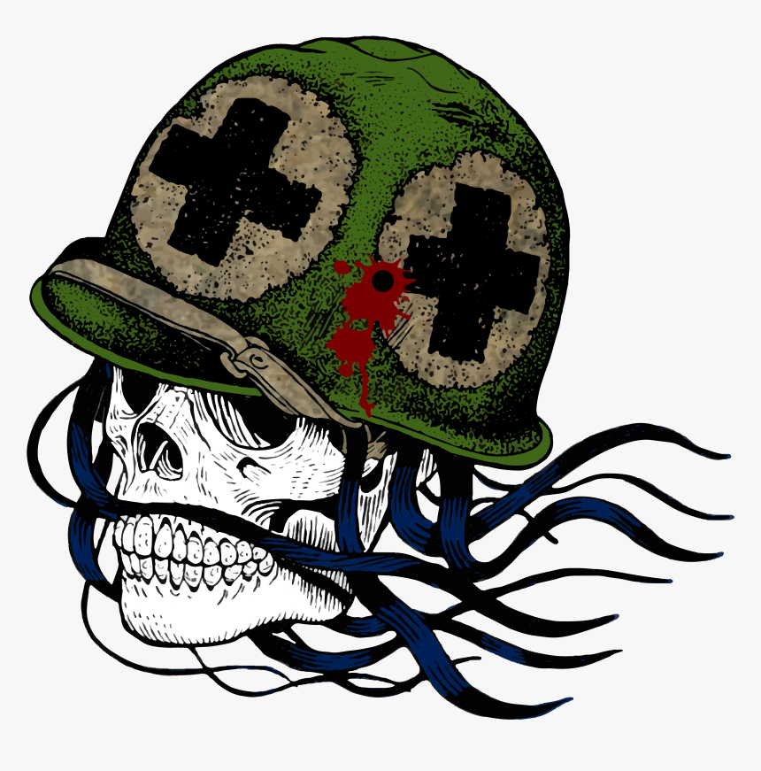 Transparent Soldier Helmet Clipart - Skull With Medic Helmet, HD Png Download