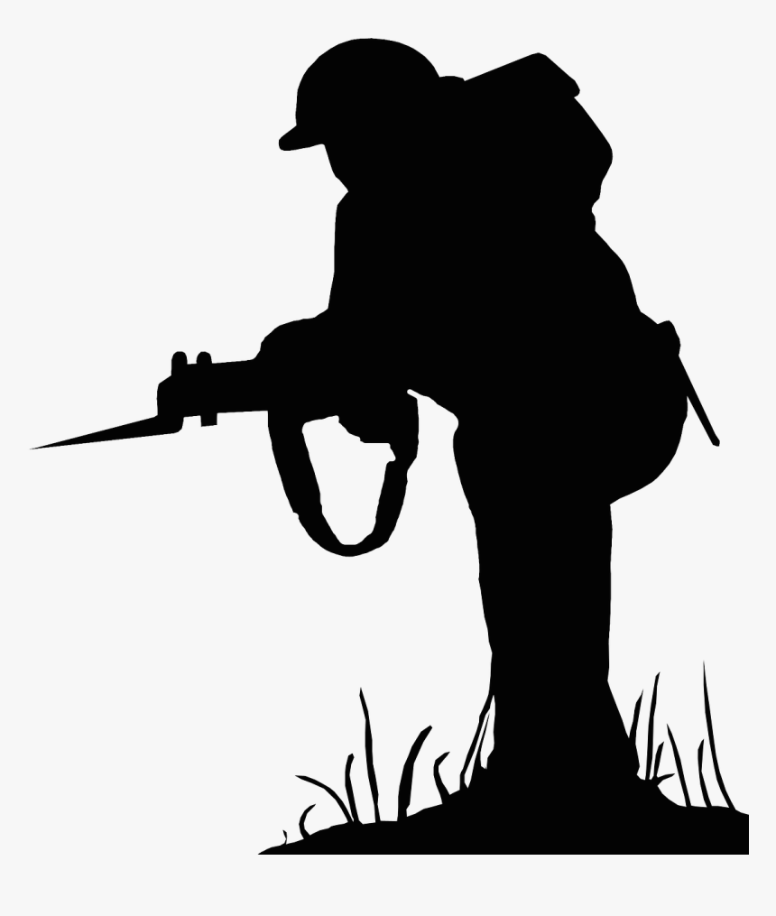 Clip Art Silhouette Soldier War Military - Soldier In Silhouette Png, Transparent Png