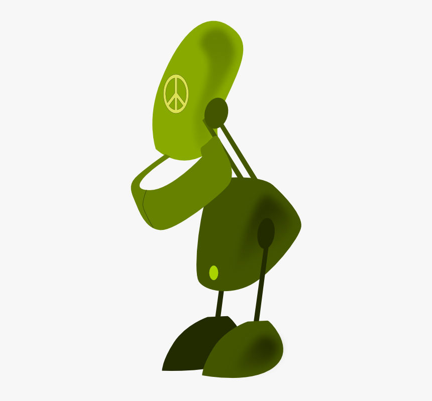 Robot Green Christmas Xmas Electronics Toy Peace Symbol - Robot, HD Png Download