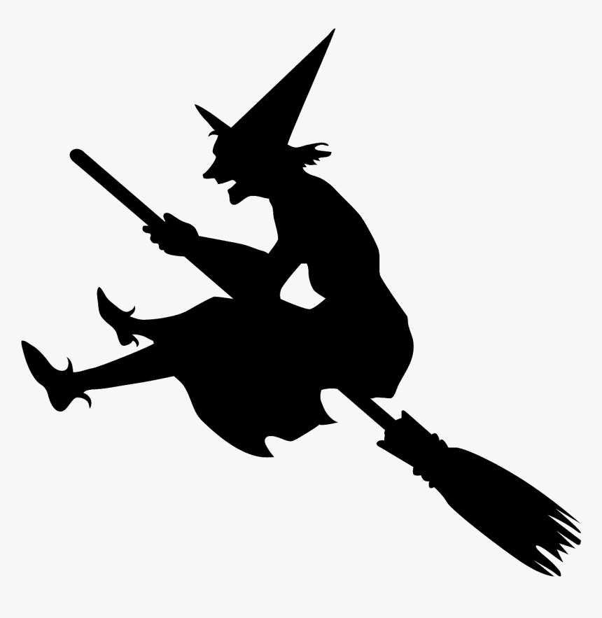 Witch Silhouette Template, HD Png Download