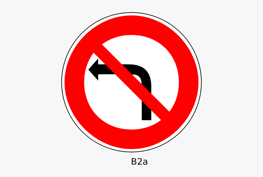No Left Turn Traffic Order Sign Vector Image - No Left Turn Clipart, HD Png Download