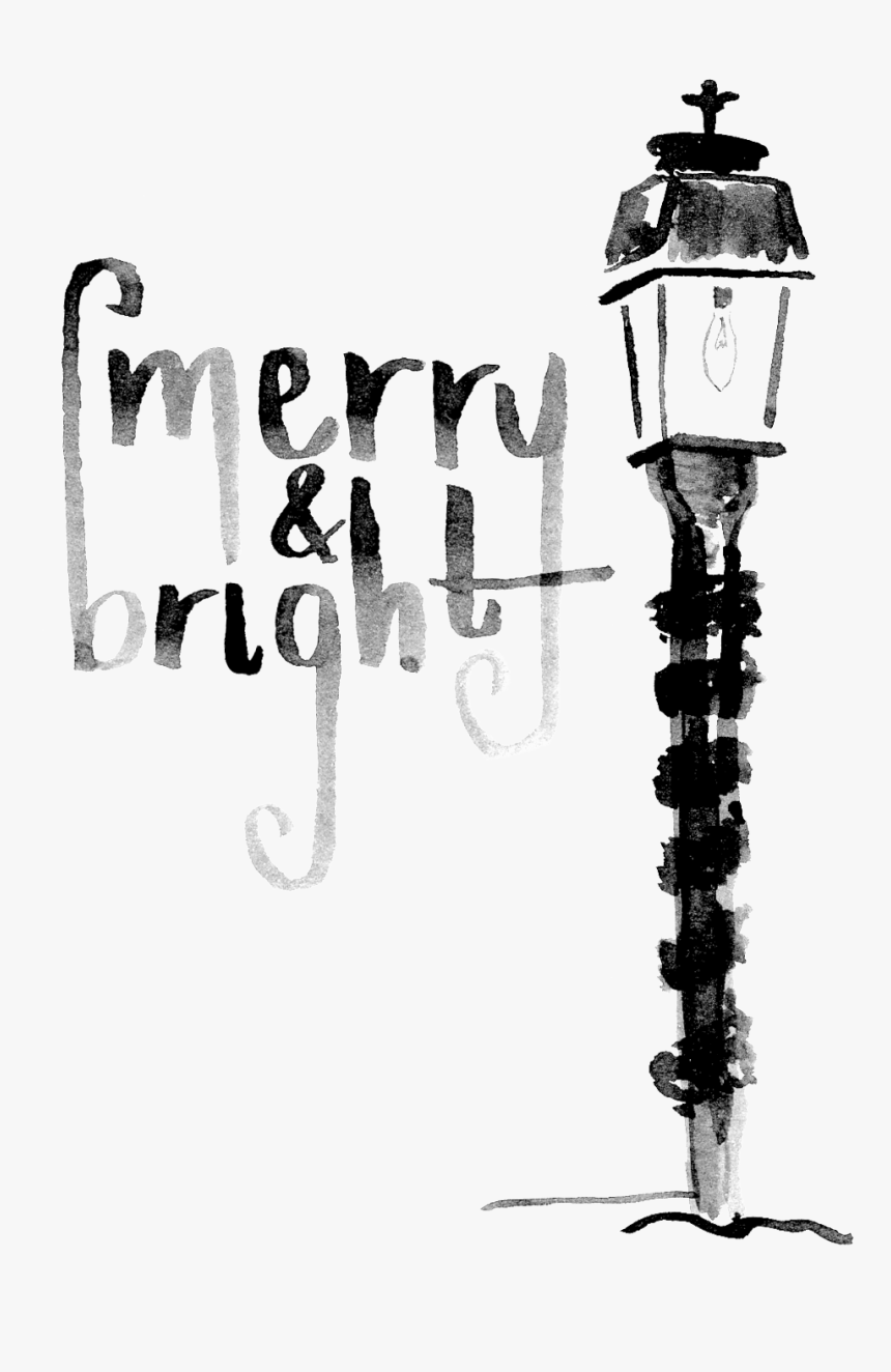Merry Bright Streetlamp - Monochrome, HD Png Download