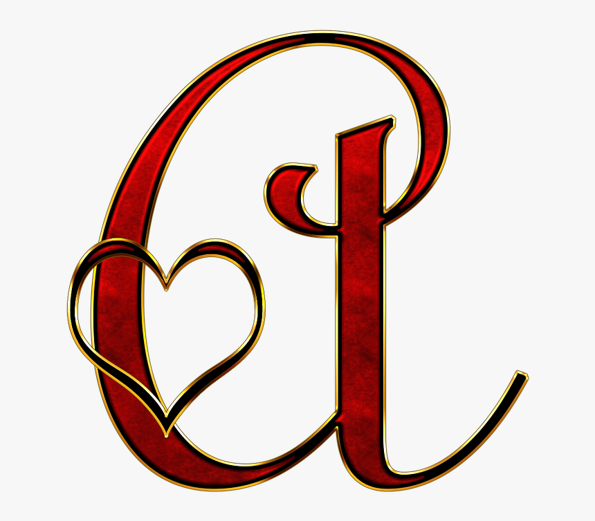 Alfabeto Rojo Con Dorado Y Corazón - Letter A With A Heart, HD Png Download