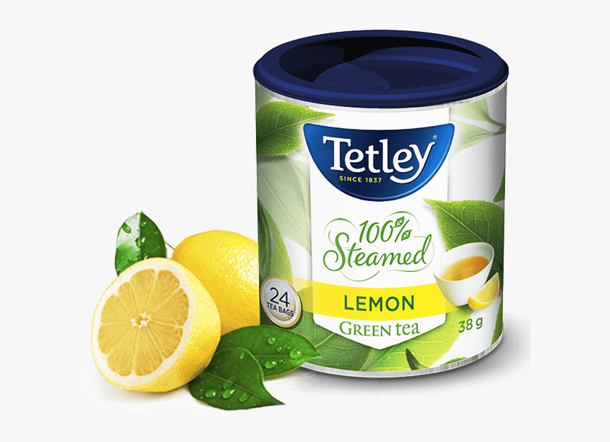 Tetley 100% Steamed Green Tea With Lemon - Tetley Steamed Green Tea, HD Png Download