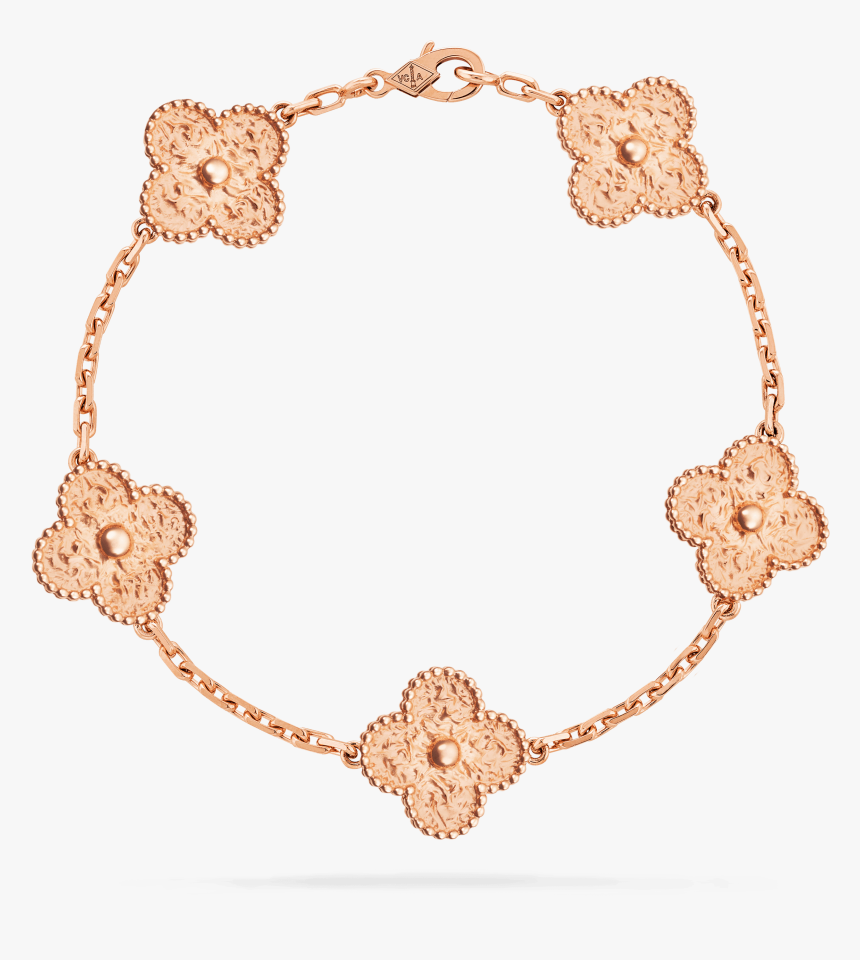 Vintage Alhambra Bracelet, 5 Motifs - Van Cleef Rose Gold Bracelet, HD Png Download