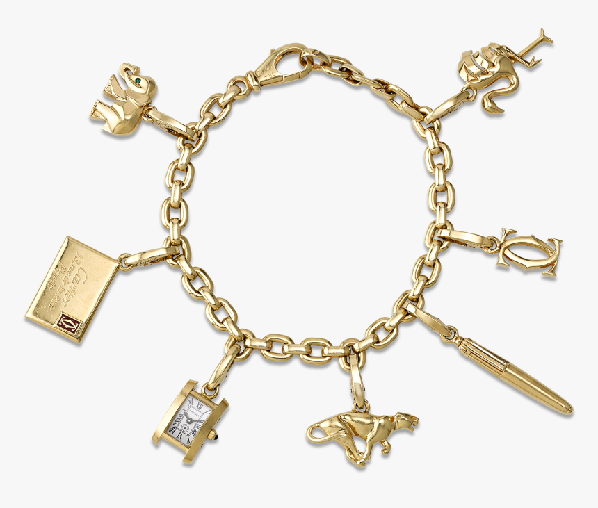 Cartier 18k Gold Charm Bracelet - Cartier Gold Charm Bracelet, HD Png Download