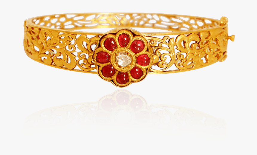 Ornamental Ruby Gold Bracelet, HD Png Download