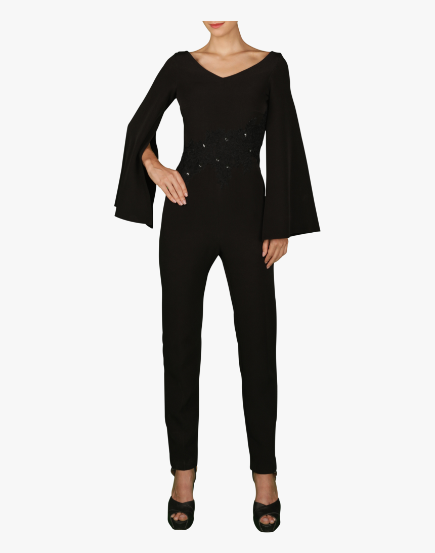 Black Cape Sleeves Jumpsuit - Formal Wear, HD Png Download
