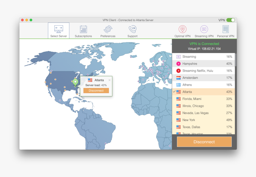 How To Use Hulu With A Vpn - World Map, HD Png Download