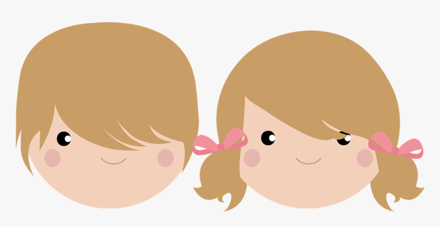 Niños, Gemelo, Niñas, Belleza, Pelo, Hermanos, Dibujo - Niños Png, Transparent Png